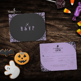 Lavendel gotische heks Halloween RSVP kaart
