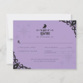 Lavendel gotische heksachtige Halloween RSVP kaart (Achterkant)