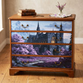 Lavendel Gotische Kasteel Berg Landschap Decoupage Tissuepapier