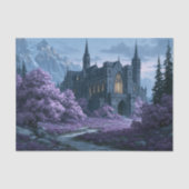 Lavendel Gotische Kasteel Berg Landschap Decoupage Tissuepapier (Voorkant)