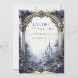 Lavendel Gotische Kasteelhochzeit Kaart
