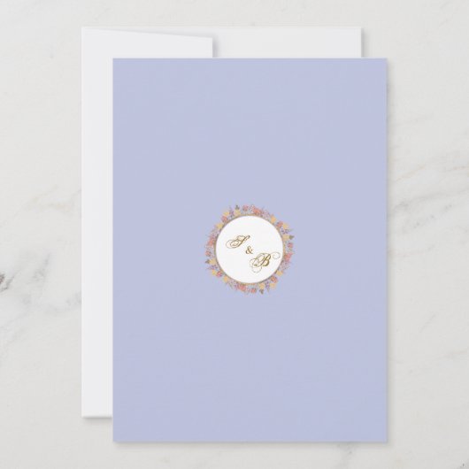 Lavendel Goud Botanische Bloemen Elegante Bruiloft Kaart (Achterkant)