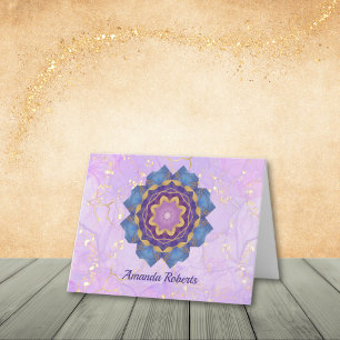 Lavendel, Goud en Blauw Abstracte Notitiekaarten