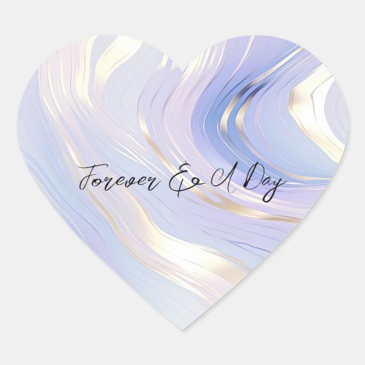 Lavendel Goud Glam Bruiloft Hart Sticker (Voorkant)