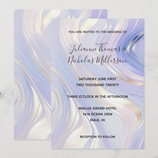 Lavendel Goud Glam Bruiloft Kaart (Voorkant / Achterkant)