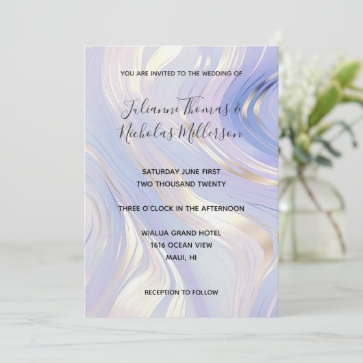 Lavendel Goud Glam Bruiloft Kaart (Staand voorkant)