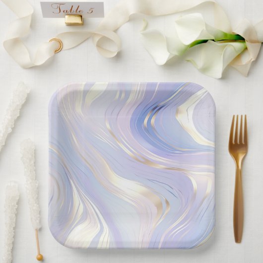 Lavendel Goud Glam Bruiloft Papieren Bordje (Huwelijk)