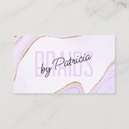 Lavendel Goud Glitter Agaat Haar Vlechtende Salon Visitekaartje (Achterkant)