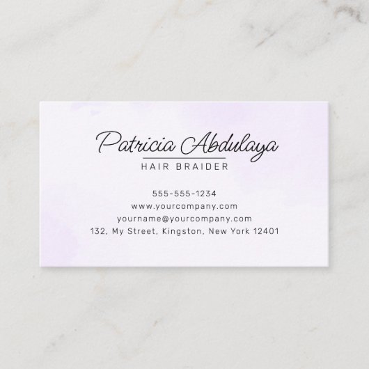Lavendel Goud Glitter Agaat Haar Vlechtende Salon Visitekaartje (Voorkant)