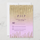 Lavendel goud glitter ombre druipt luxe RSVP Kaart (Voorkant)