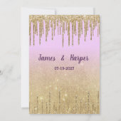 Lavendel goud glitter ombre druipt luxe RSVP Kaart (Achterkant)