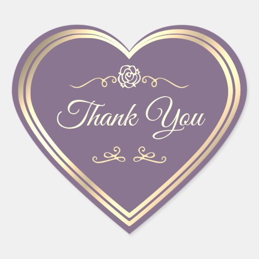 Lavendel Goud Lijst met Roos Bedankt Hart Sticker (Voorkant)