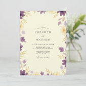 Lavendel Goud Loof Eucalyptus Bruiloft Kaart (Staand voorkant)