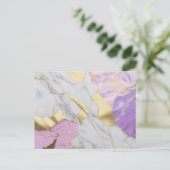 Lavendel & Goud Marmer Luxe Briefkaart (Staand voorkant)