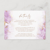 Lavendel Goud Marmeren Trouwdetails Informatiekaartje (Voorkant)