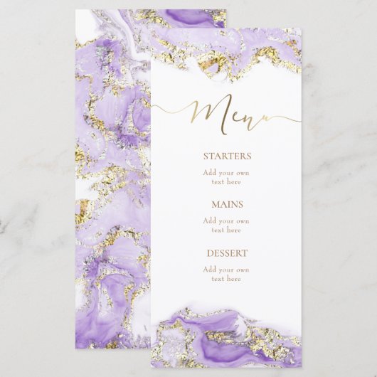 lavendel goud Menu (Voorkant / Achterkant)