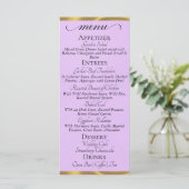 Lavendel/Goud - Menu met monogram en bedankje (Staand voorkant)