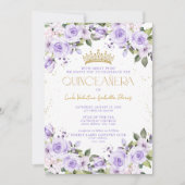 Lavendel Goud QR Quinceañera Mis Quince 15 Años Kaart (Voorkant)