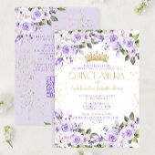 Lavendel Goud QR Quinceañera Mis Quince 15 Años Kaart