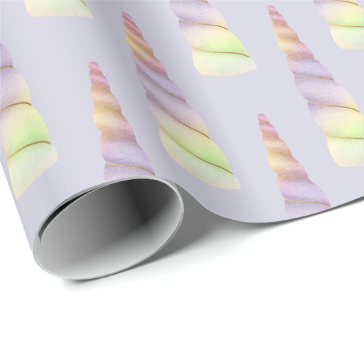 Lavendel Goud Roze Paarse Limoen Eenhoorn Verjaard Cadeaupapier (Rol Hoek)