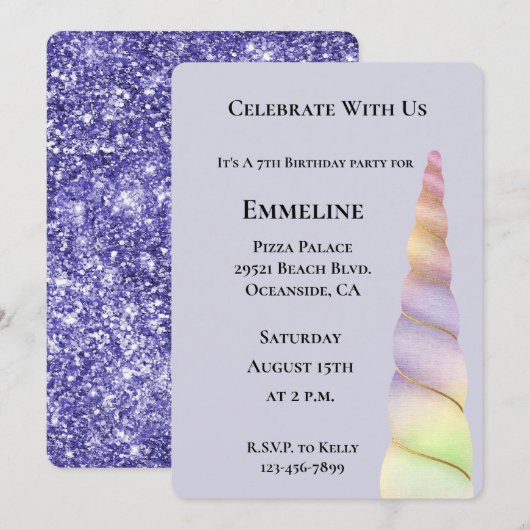 Lavendel Goud Roze Paarse Limoen Eenhoorn Verjaard Kaart (Voorkant / Achterkant)