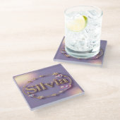 Lavendel Goud Sterren Silvia Onderzetter Glazen Onderzetter (Schuin)