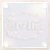 Lavendel Goud Sterren Silvia Onderzetter Glazen Onderzetter (Achterkant)