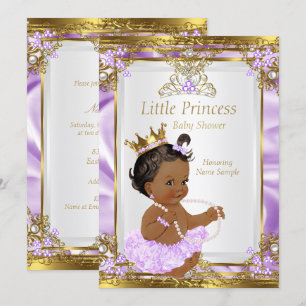 Lavendel Goud Witte Prinses Baby Shower Etnisch Kaart