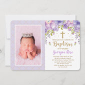 Lavendel Gouden Bloem / Meisje Doop Doop Doop Kaart (Voorkant)