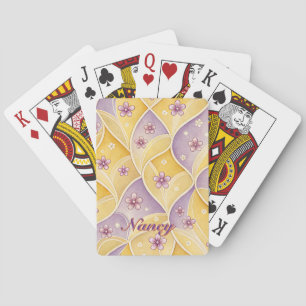 Lavendel Gouden Bloemige Elegante Ontwerp Aanpasba Pokerkaarten