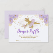 Lavendel Gouden Dinosaur Ballerina Luierraffel Informatiekaartje (Voorkant / Achterkant)