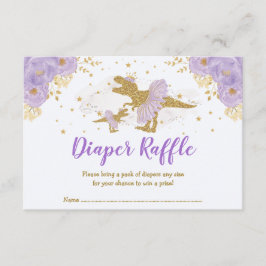 Lavendel Gouden Dinosaur Ballerina Luierraffel Informatiekaartje