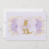 Lavendel Gouden Dinosaurus T Rex Meisje Verjaardag Kaart (Achterkant)