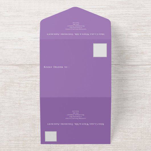 lavendel - gouden folie all in one uitnodiging (Buiten)