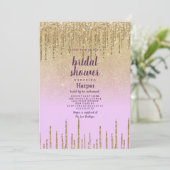 Lavendel gouden glitter ombre drip Vrijgezellenfee Kaart (Staand voorkant)