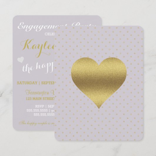 Lavendel Gouden Hart Polka Dot Vrijgezellenfeest P Kaart (Voorkant / Achterkant)
