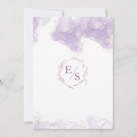 Lavendel Gouden Inkt Elegante Huwelijksuitnodiging Kaart (Achterkant)