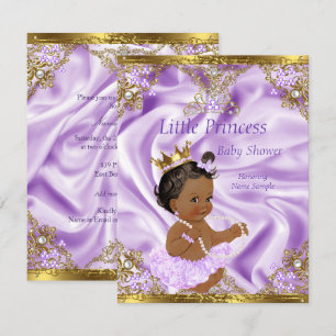 Lavendel Gouden Prinses Baby Shower Etnisch Meisje Kaart