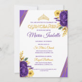 Lavendel & Gouden Quinceañera Uitnodiging (Voorkant)