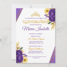 Lavendel & Gouden Quinceañera Uitnodiging