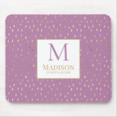 Lavendel Gouden Regendruppel Moderne Trendy Monogr Muismat (Voorkant)