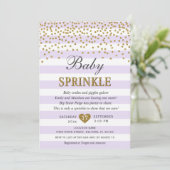 Lavendel Gouden Streep Confetti Baby Meisje Sprink Kaart (Staand voorkant)