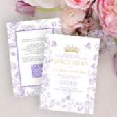 Lavendel Gouden Vlinder QR Quinceañera Quince Años Kaart