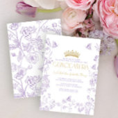 Lavendel Gouden Vlinder Quinceañera Quince Años Kaart