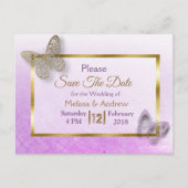 Lavendel & Gouden Vlinder Save the Date Briefkaart (Voorkant)