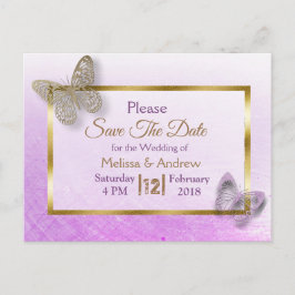 Lavendel & Gouden Vlinder Save the Date Briefkaart