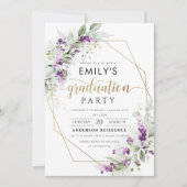Lavendel Graduation Party Uitnodiging (Voorkant)