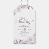 Lavendel & Grijs Bloemen Bruiloft Liefde & Bedankt Cadeaulabel (Achterkant)