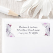 Lavendel & Grijs Bloemen Bruiloft Retouradres Etiket (Insitu)