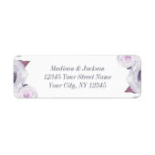 Lavendel & Grijs Bloemen Bruiloft Retouradres Etiket (Voorkant)